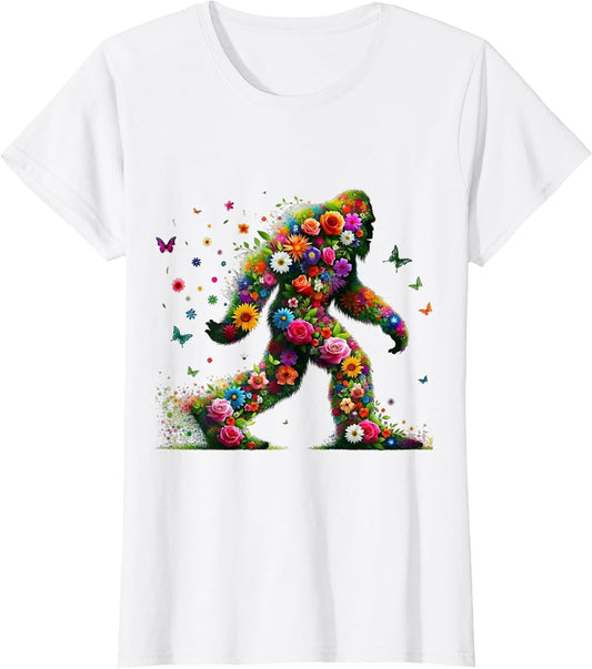 Floral Bigfoot Colorful Flower Power Hippie Sasquatch Art