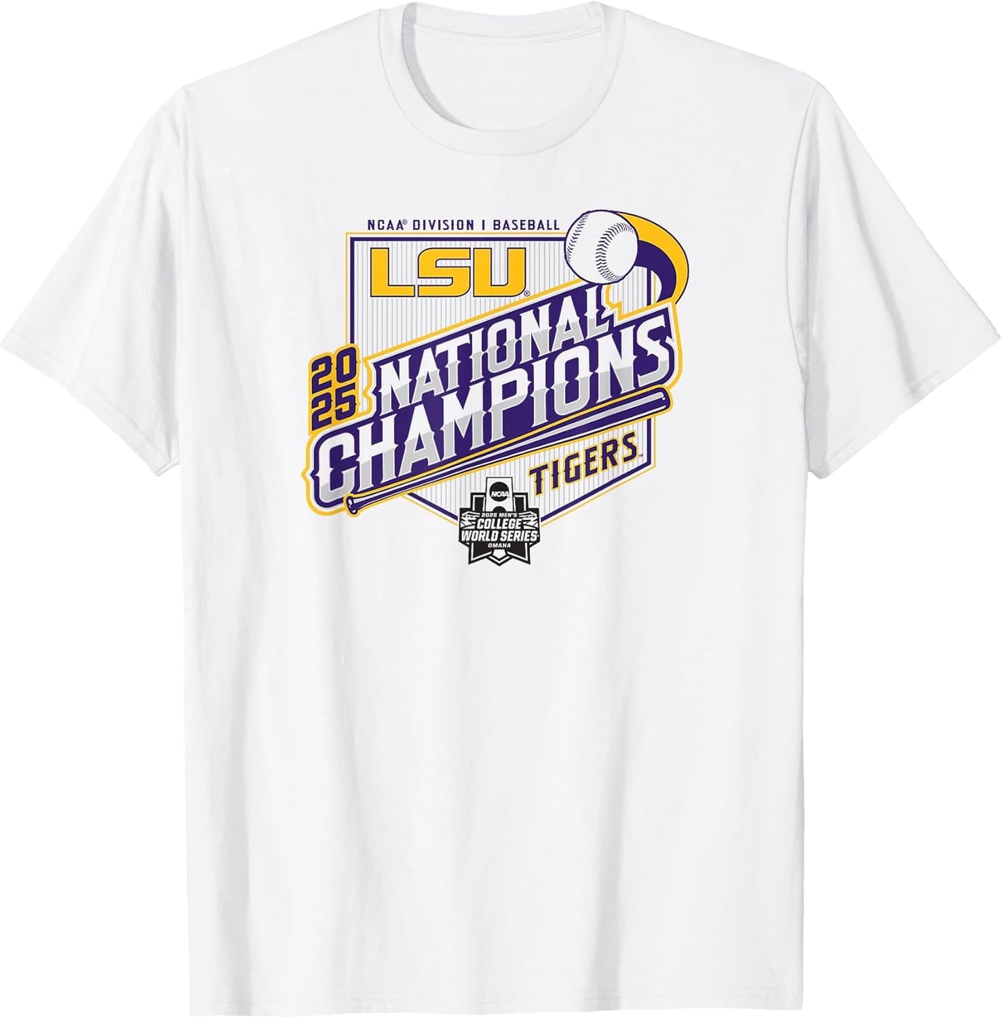 LSU Tigers Baseball National Champs 2025 MCWS Base White