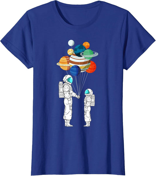 Astronaut Balloon Planets Space Moon Galaxy Stars Spaceship
