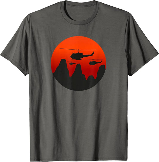 UH-1 Huey Retro Helicopter Vintage Sunset Vietnam Chopper