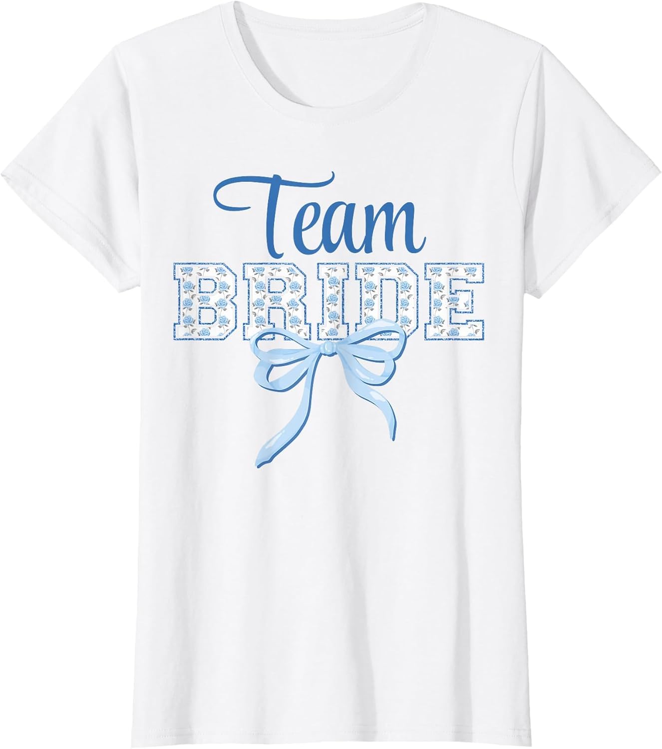 Team Bride Blue Bow Coquette Floral Matching Bridal Party