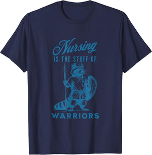 Nurse Nursing is The Stuff of Warriors Racoon Animal Design , Men, Navy Blue, 5X-Large