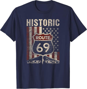 Historic Route 69 Americana USA Flag Funny Graphic