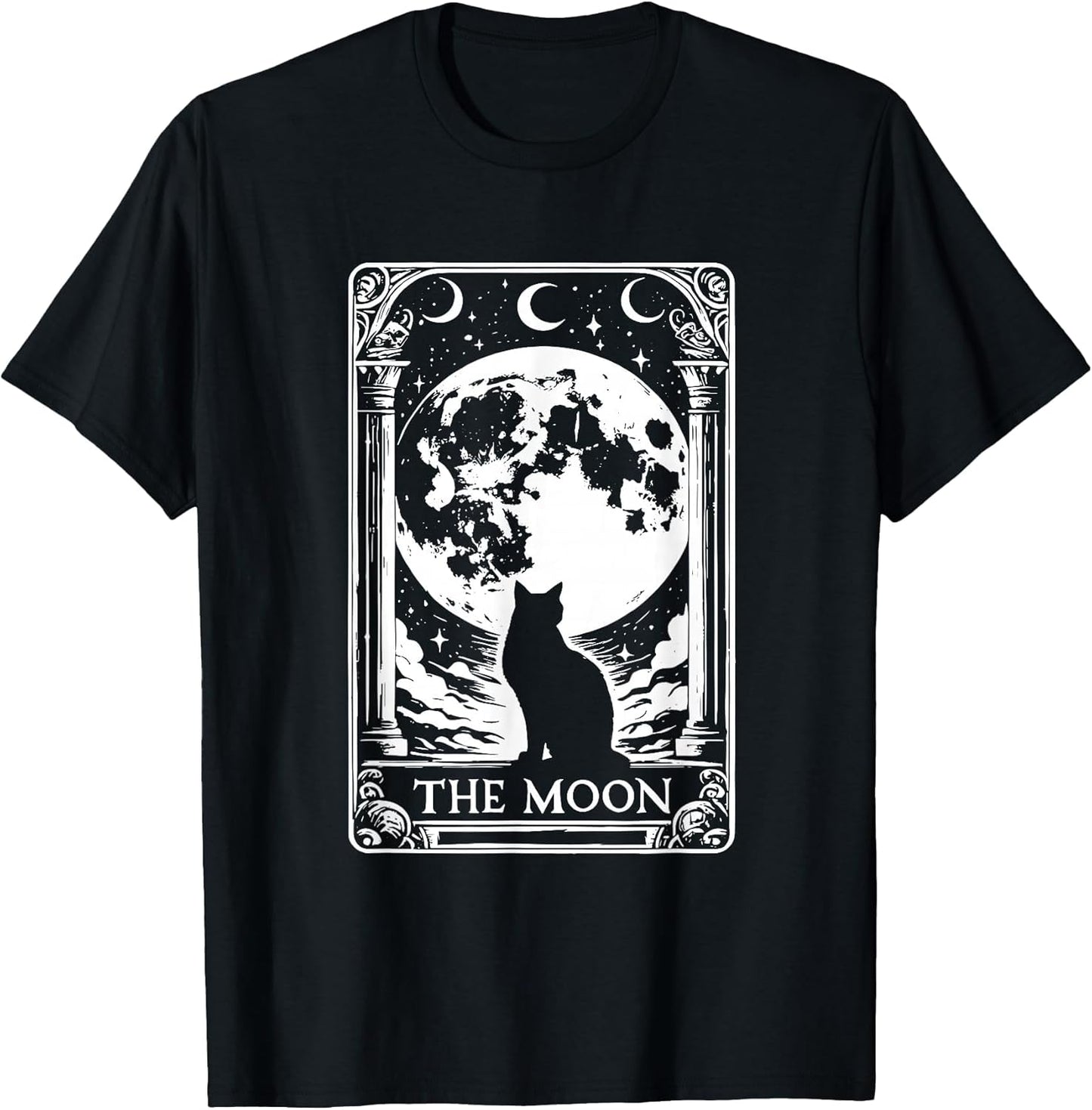 Witchy Cat Vintage Halloween Gothic The Moon Tarot Card