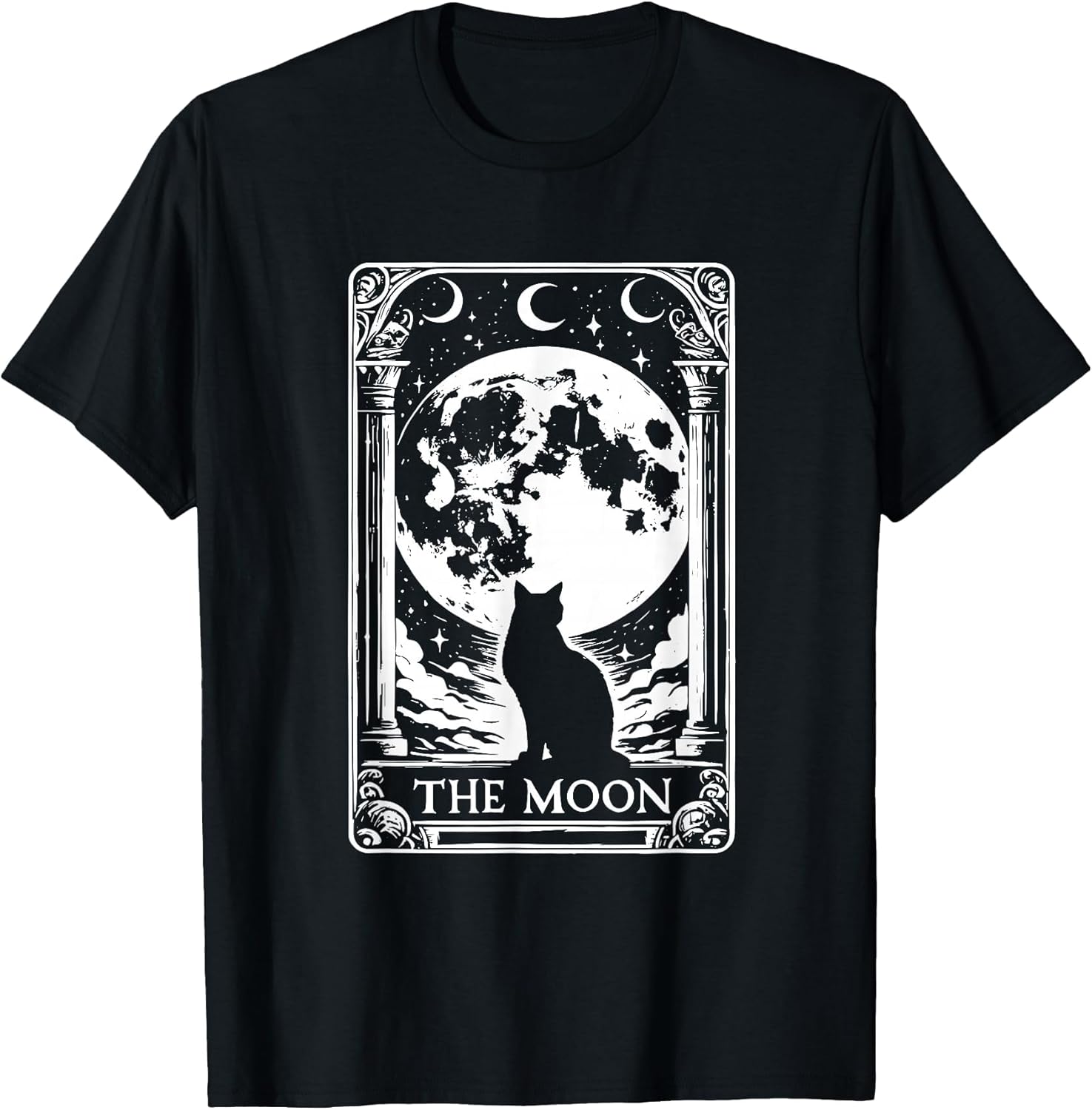 Witchy Cat Vintage Halloween Gothic The Moon Tarot Card