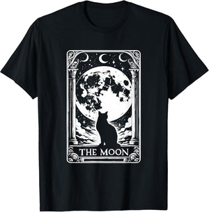 Witchy Cat Vintage Halloween Gothic The Moon Tarot Card