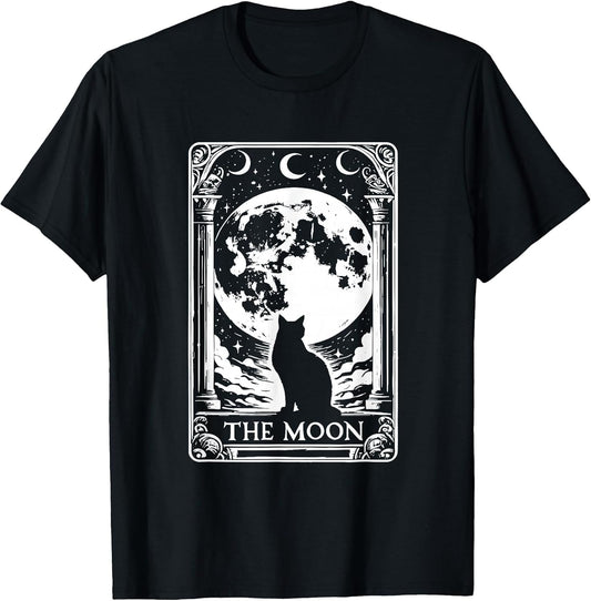 Witchy Cat Vintage Halloween Gothic The Moon Tarot Card