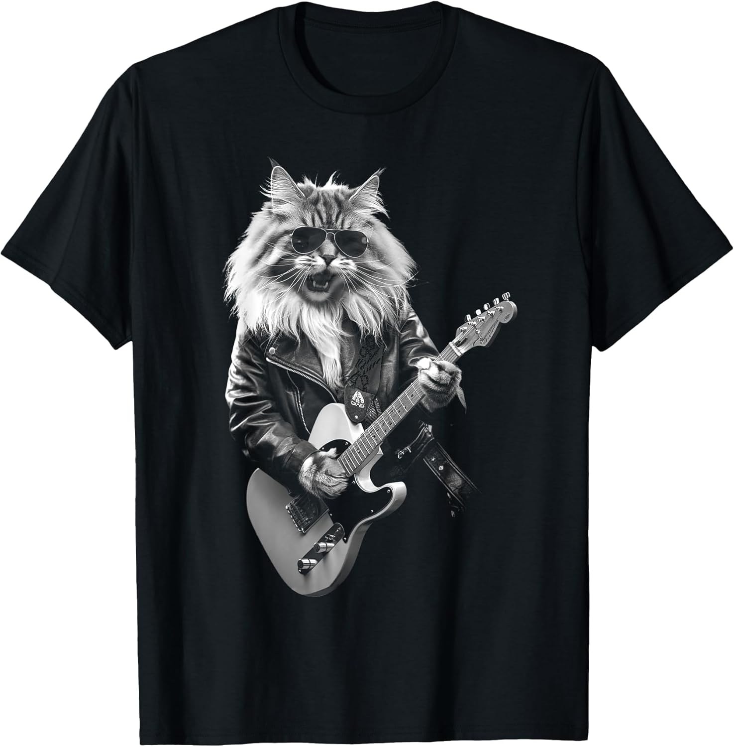 Cat Playing Guitar Rock Star Rock and Roll Women Kid