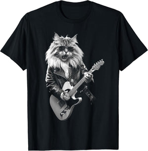 Cat Playing Guitar Rock Star Rock and Roll Women Kid