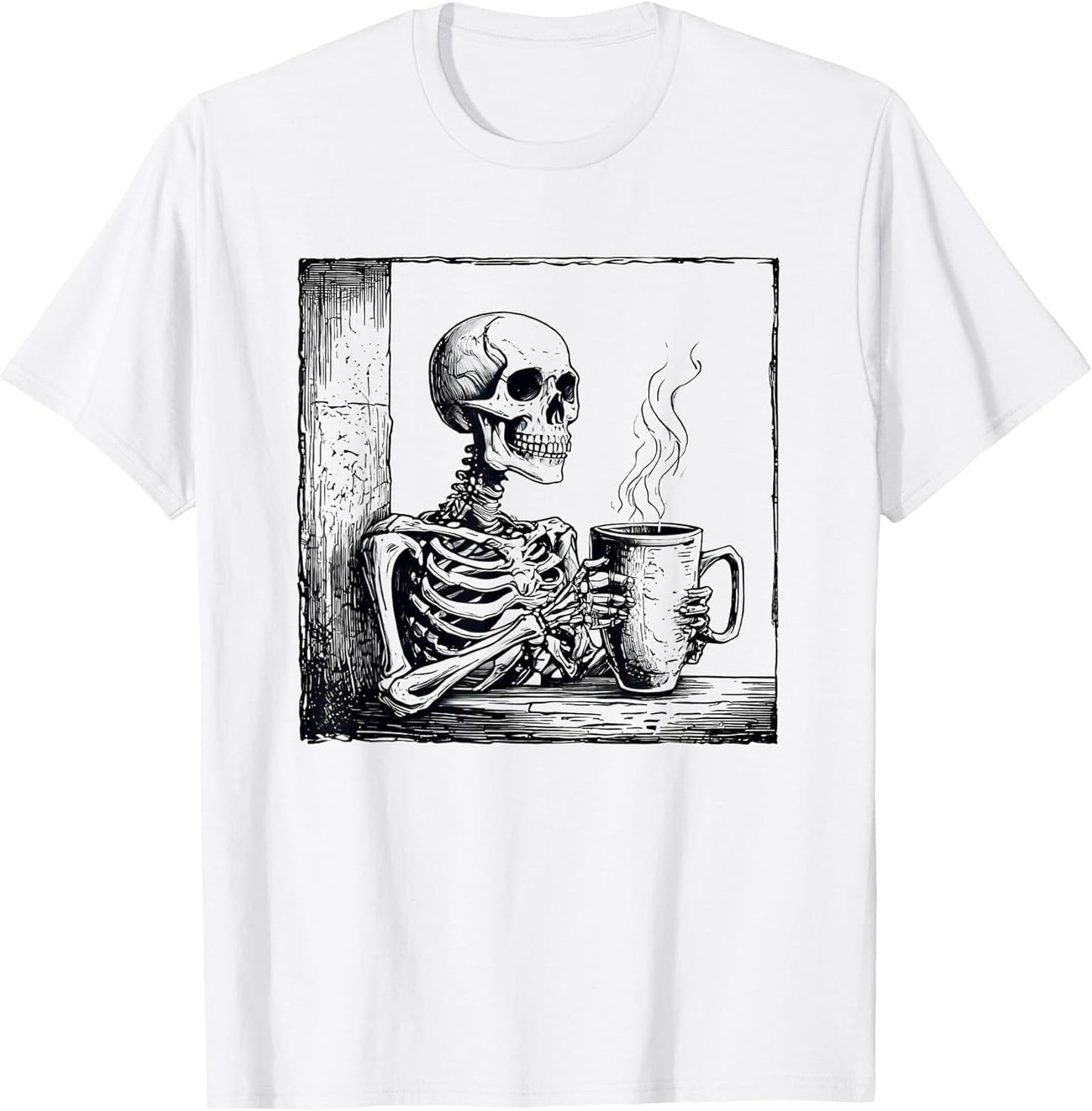 Coffee Drinking Skeleton Skull Halloween