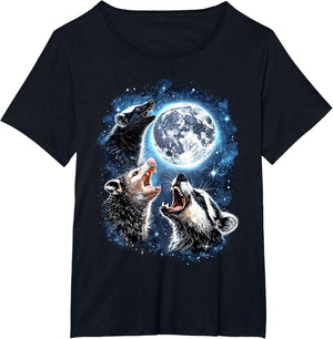 Three Opossum Raccoon Skunk Moon Howling Funny Animal Meme