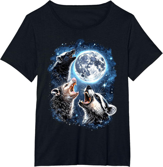Three Opossum Raccoon Skunk Moon Howling Funny Animal Meme
