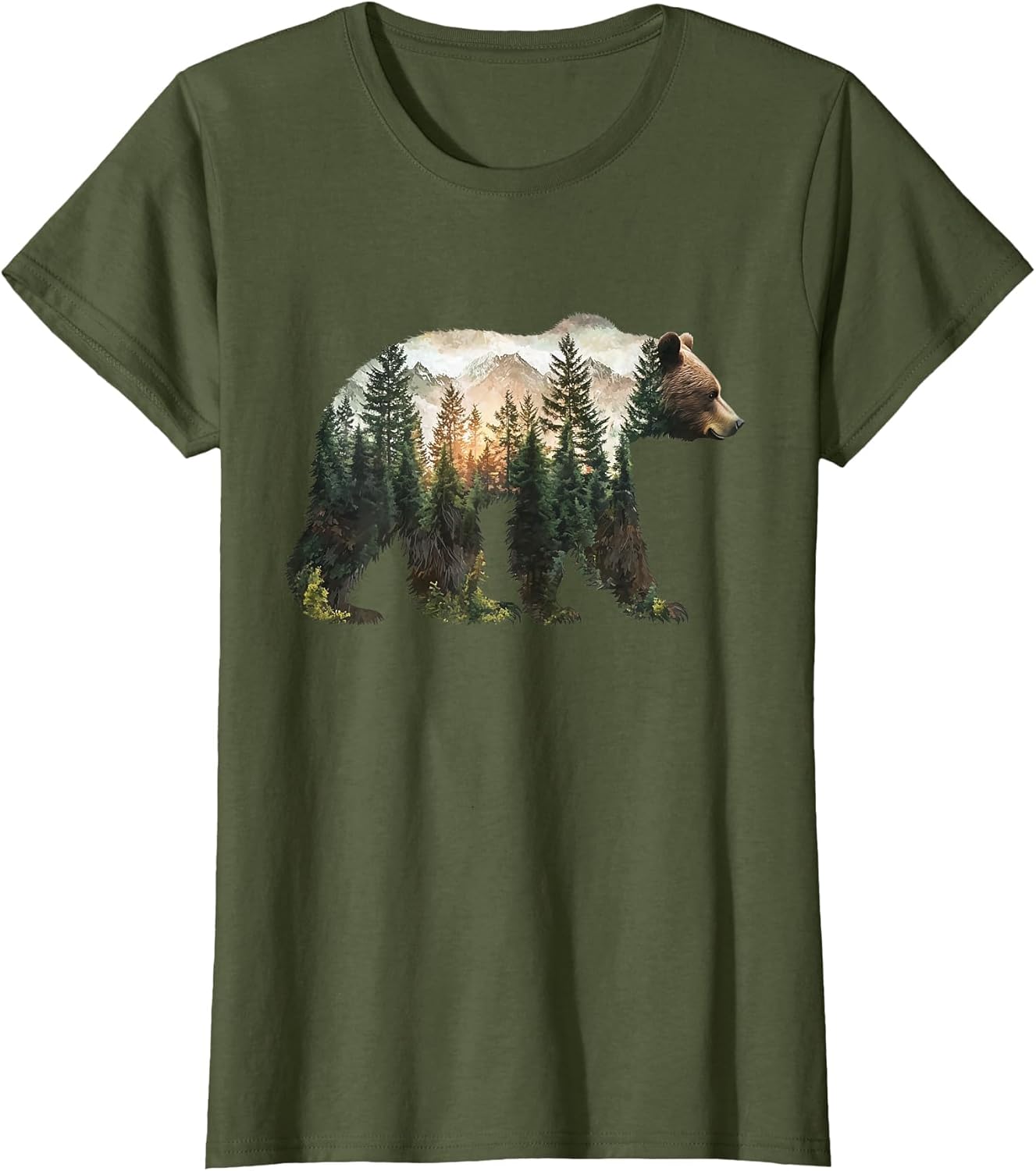 Bear Forest Mountains Trees Nature Sunset Outdoor Graphic