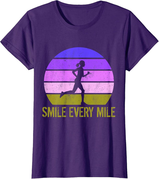 Women Running Marathon Funny Runner Smile Every Mile