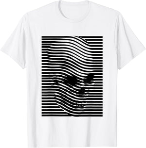 Optical Illusion Skull Stripes Effect & T Shirt Design