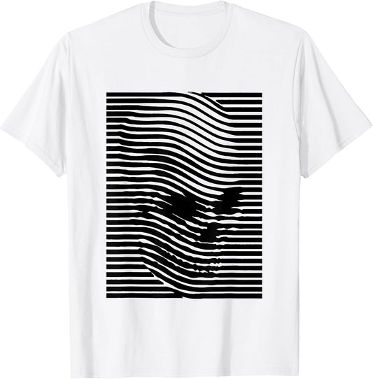 Optical Illusion Skull Stripes Effect & T Shirt Design