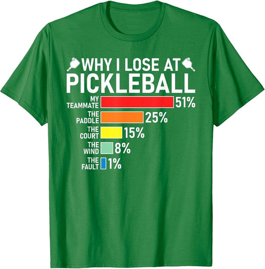 Why I Lose at Pickleball Funny Pickleball Player Humor Chart