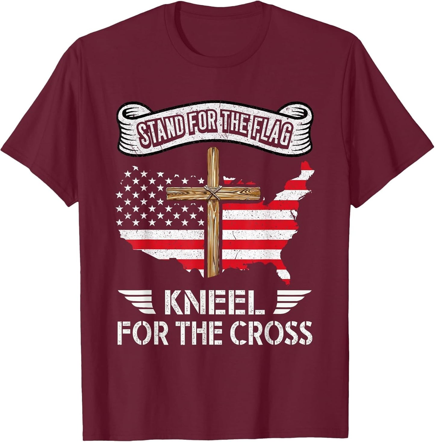 Stand for The Flag Kneel for The Cross Christian Religious