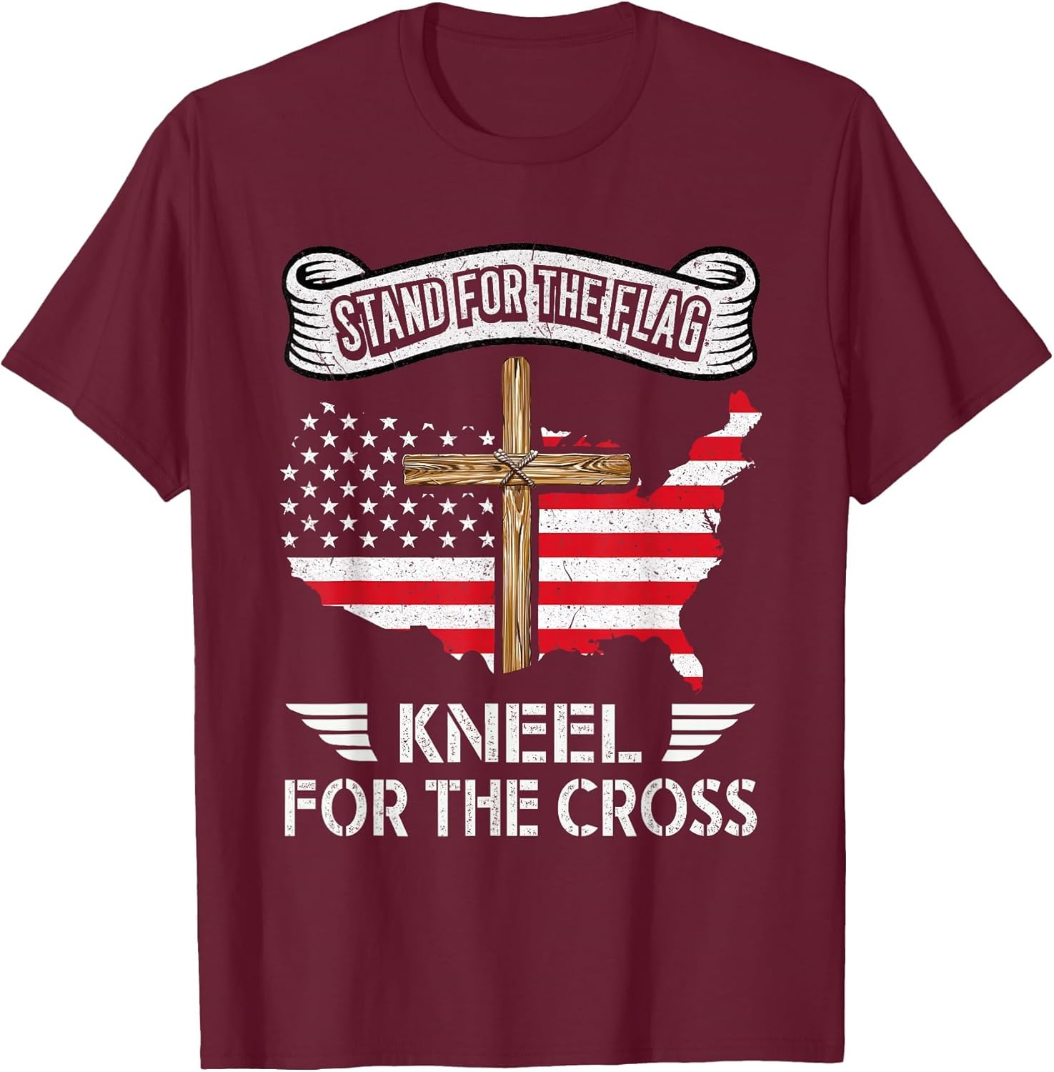 Stand for The Flag Kneel for The Cross Christian Religious