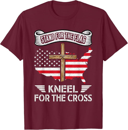 Stand for The Flag Kneel for The Cross Christian Religious