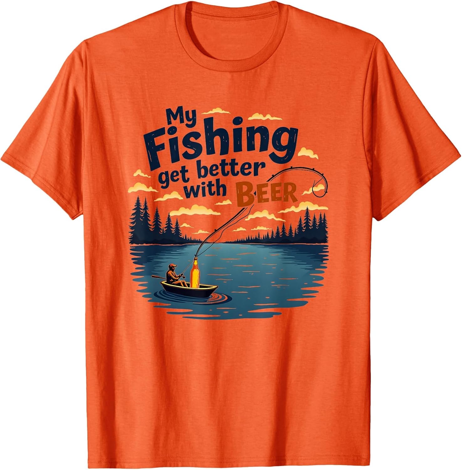 Fishing Stories Get Better with Beer - Funny Lake Quote
