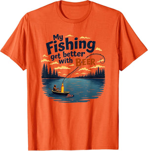 Fishing Stories Get Better with Beer - Funny Lake Quote