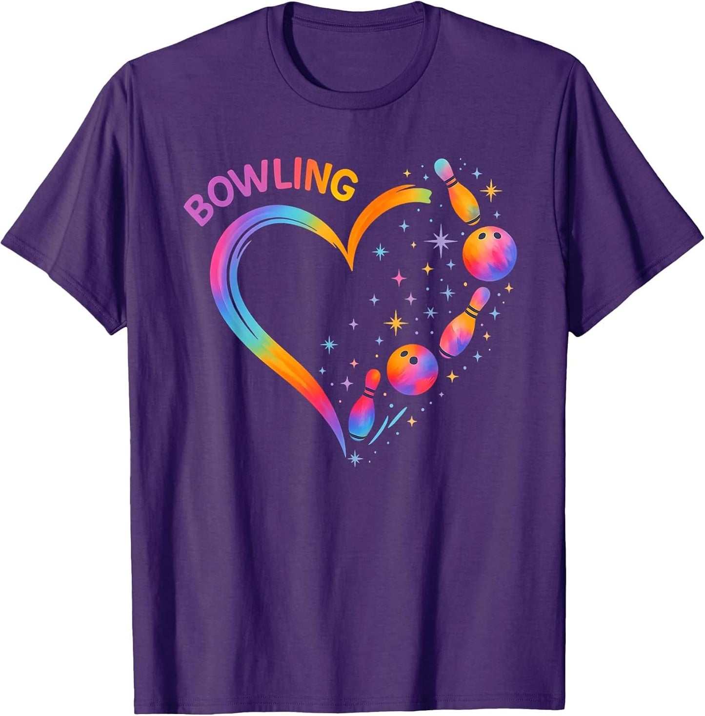 Bowling Heart Colorful Pin Lovers Bowler Bowling Women Girls