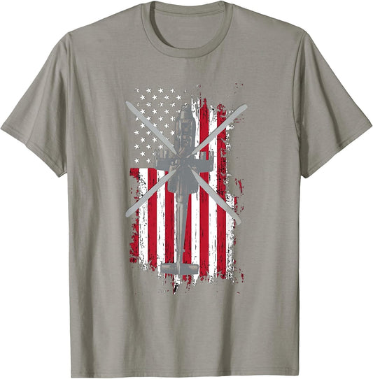 AH-64 Apache American Flag Military Gunship Shirt