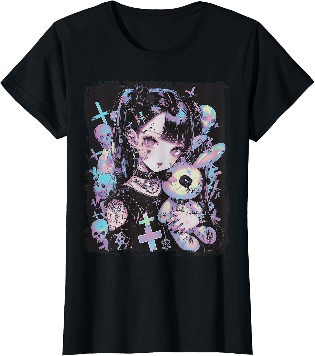 Anime Girl Goth Bunny Cute E-Girl Gothic Outfit Grunge
