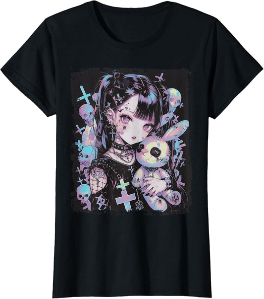 Anime Girl Goth Bunny Cute E-Girl Gothic Outfit Grunge