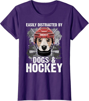 Easily Distracted By Dogs and Hockey Funny Dog Owner