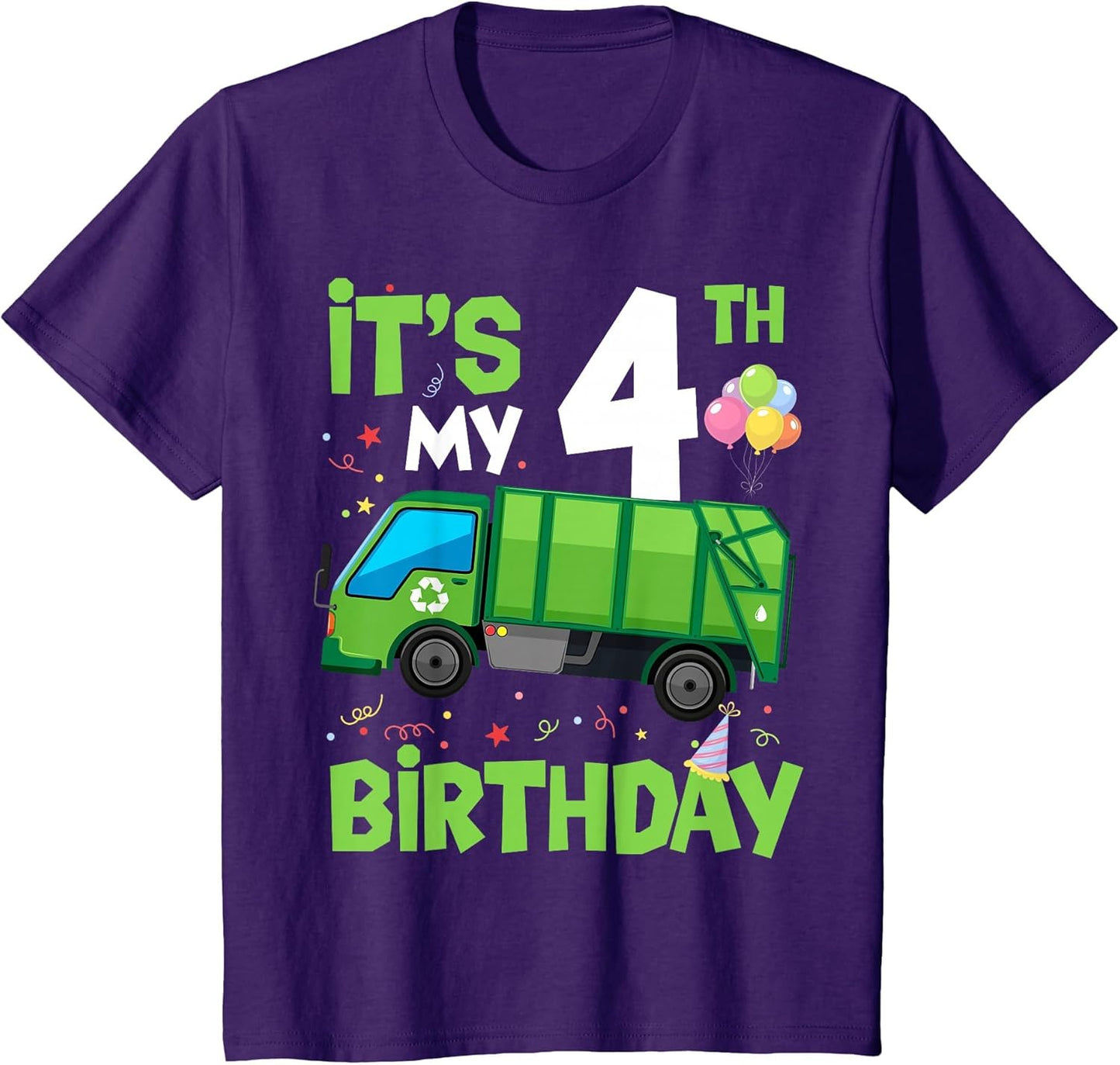 Kids It's My 4th Birthday Garbage Truck 4 Year Old Birthday Boy