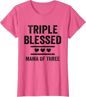 Triple Blessed Mama of Three Boys Girls Kids Blessed Mom