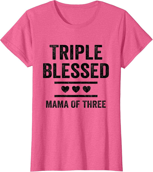 Triple Blessed Mama of Three Boys Girls Kids Blessed Mom