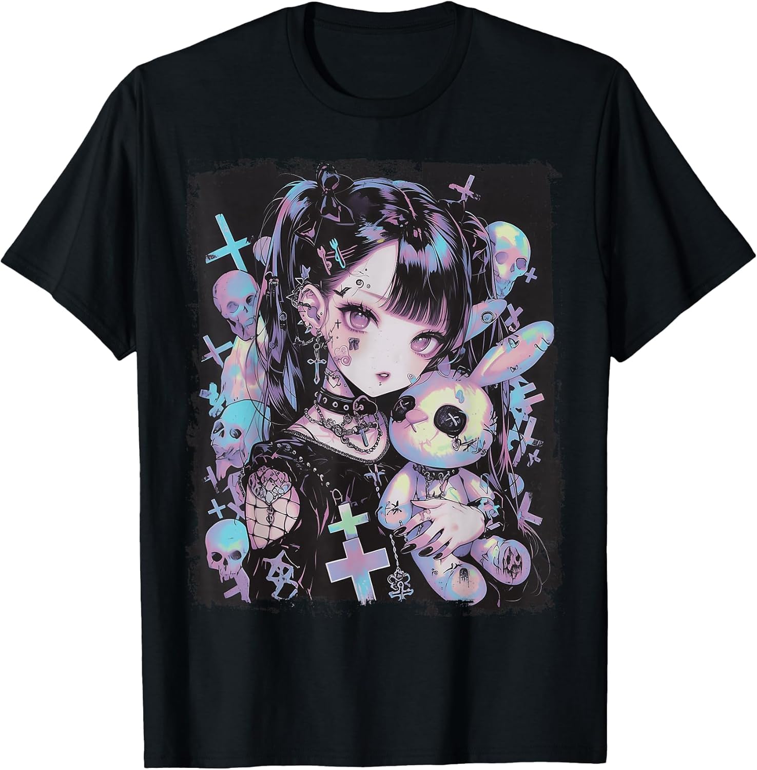 Anime Girl Goth Bunny Cute E-Girl Gothic Outfit Grunge