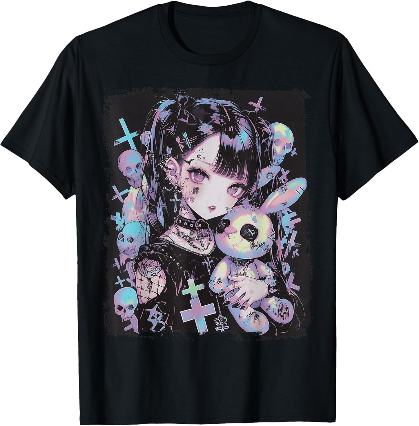 Anime Girl Goth Bunny Cute E-Girl Gothic Outfit Grunge
