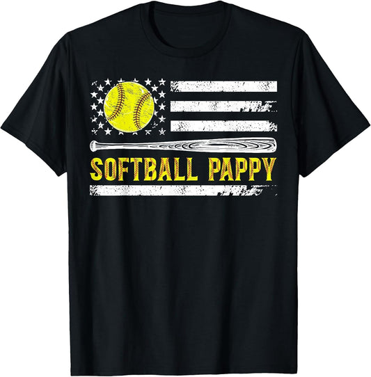 Softball Pappy of A Softball Player Pappy US Flag