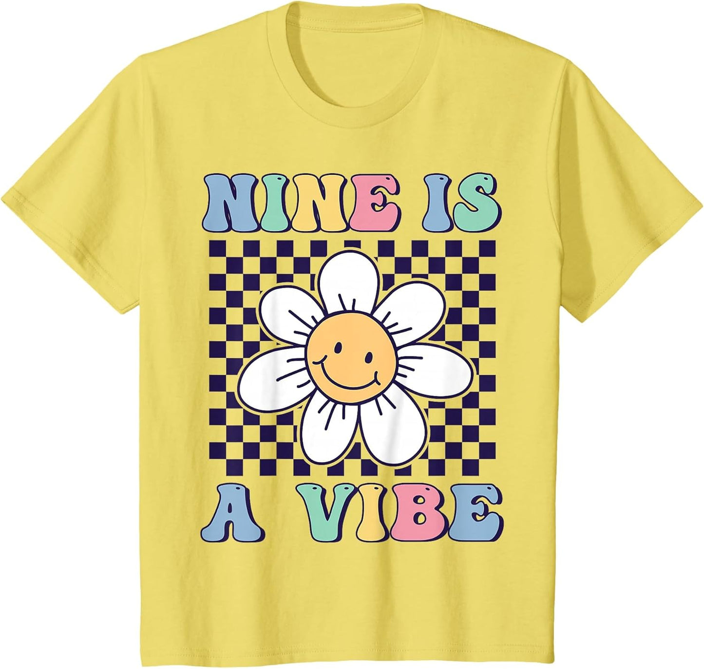 Nine is A Vibe Cute Groovy 9th Birthday Party Daisy Flower