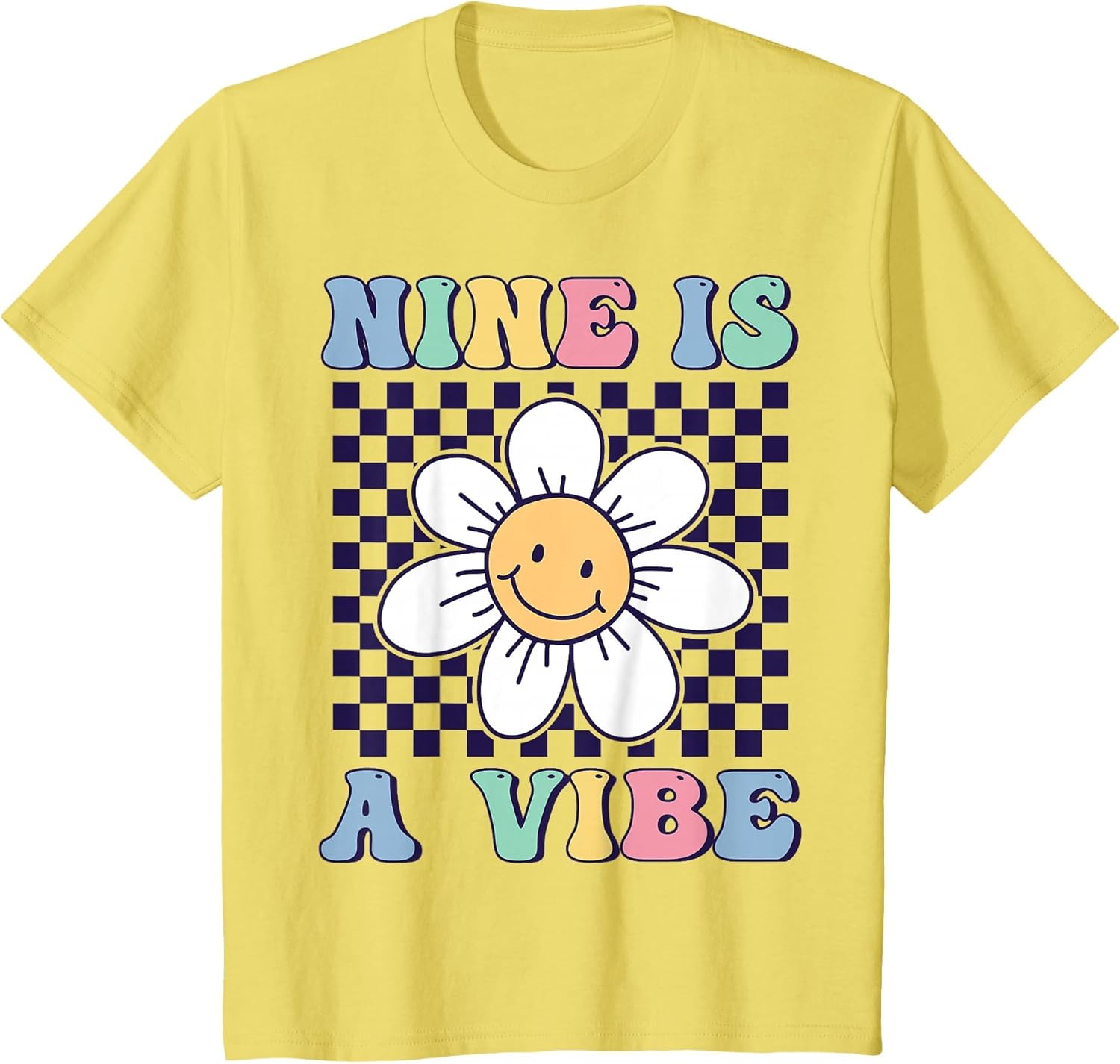 Nine is A Vibe Cute Groovy 9th Birthday Party Daisy Flower