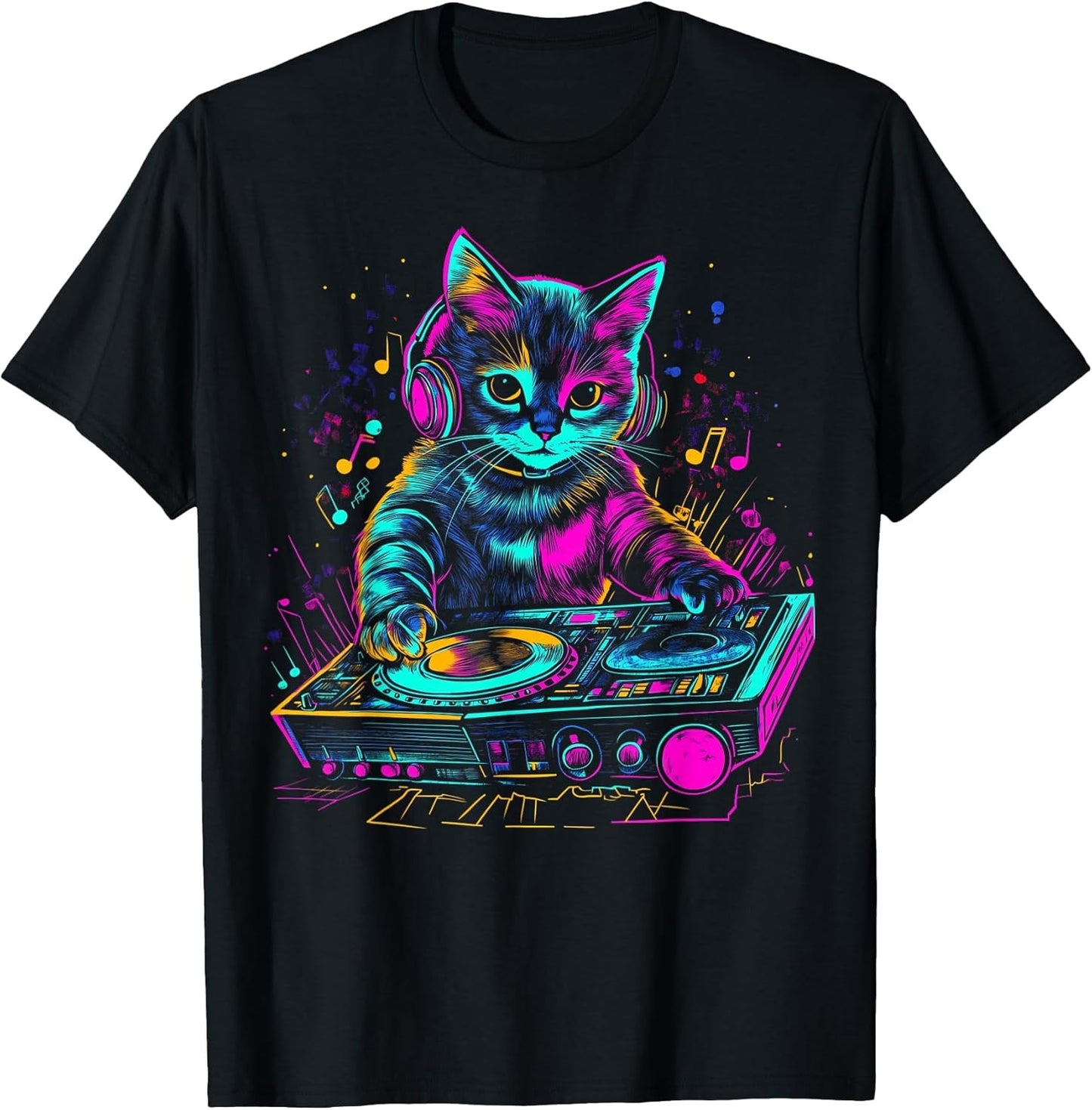 Cat DJ Techno EDM Rave Cool Graphic Cat Lover Kids Boys