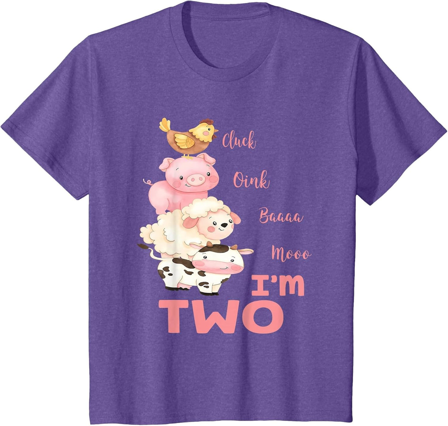 Kids Oink Baa Neigh Cluck Moo I'm Two 2 Farmer 2nd Birthday Farm