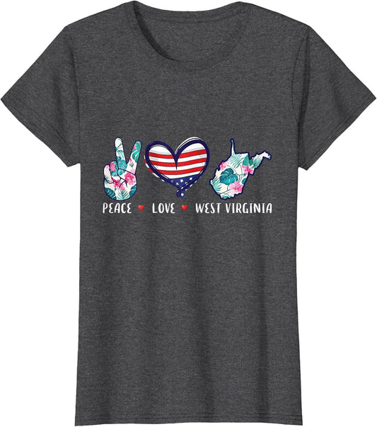 Peace Love West Virginia Flag Grown Souvenirs Women