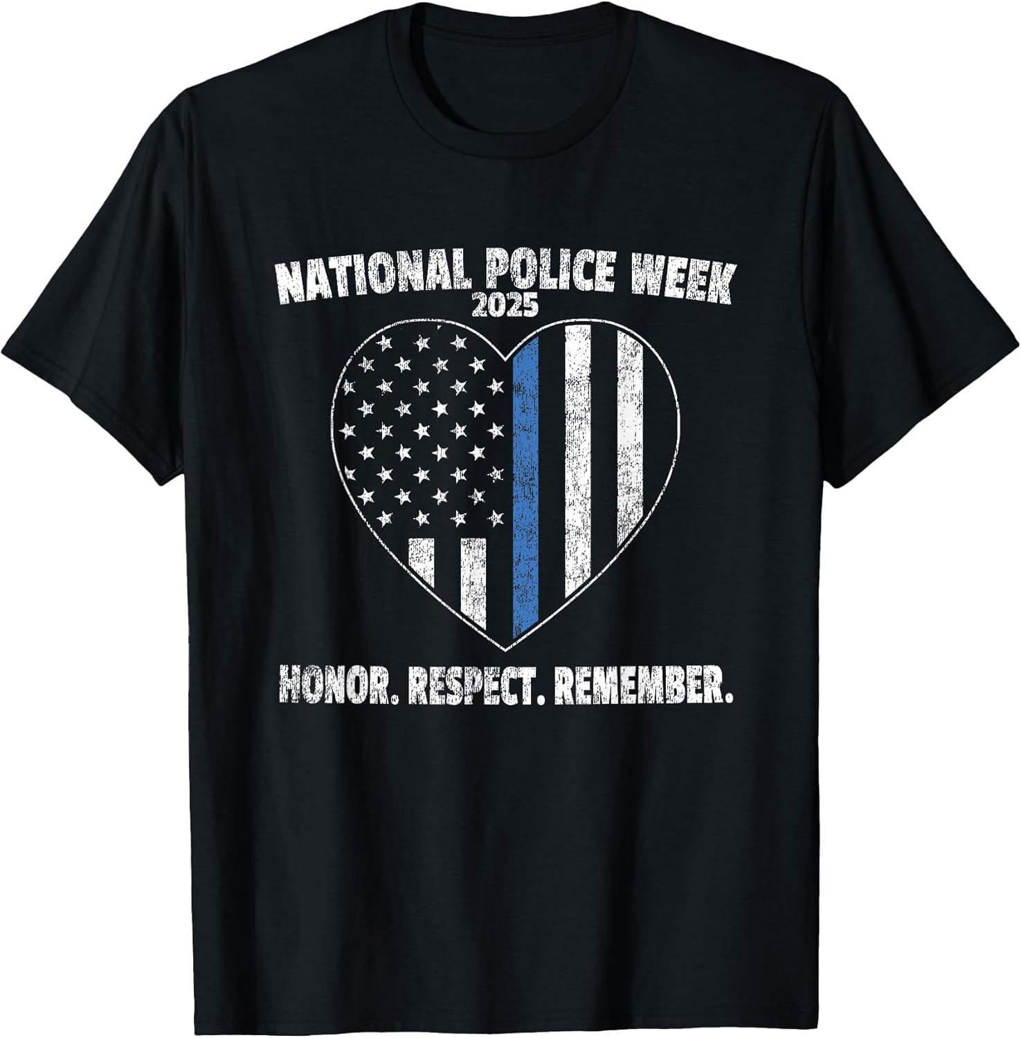 National Police Week 2025 - Vintage Blue Line American Flag