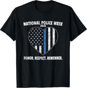 National Police Week 2025 - Vintage Blue Line American Flag