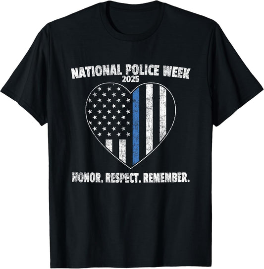National Police Week 2025 - Vintage Blue Line American Flag