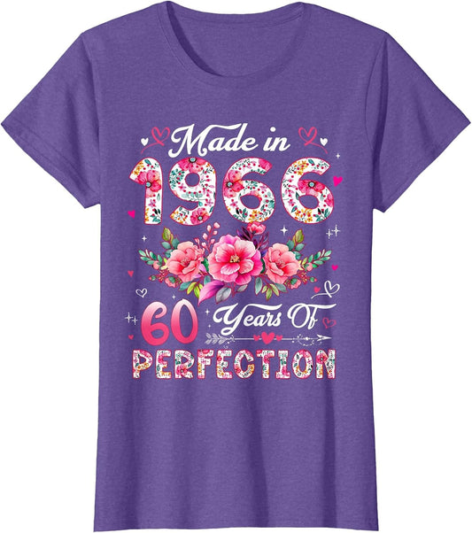 60 Year Old Made in 1966 Floral 60th Birthday Women
