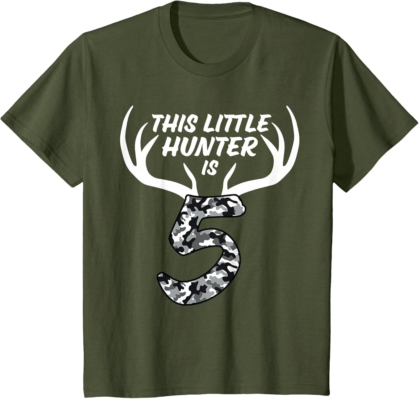 Kids 5 Year Old Birthday Shirt Boy Deer Hunting Theme Camo 5th 5t