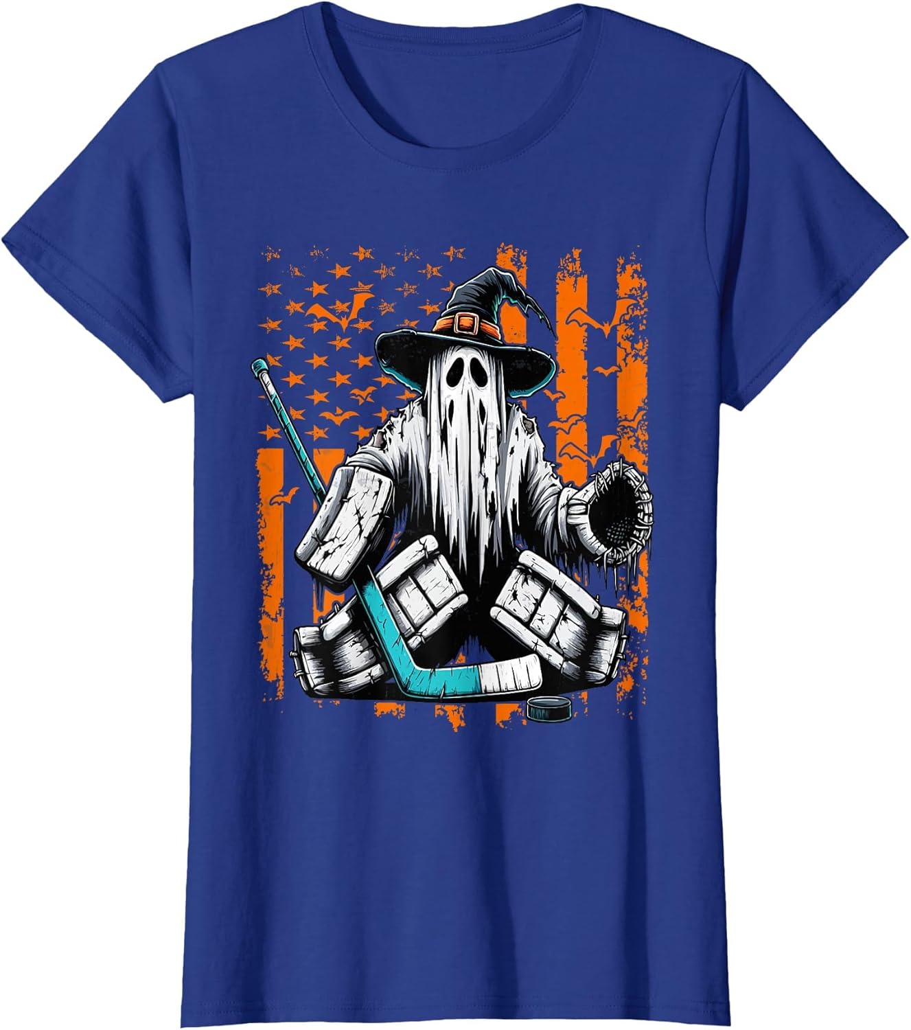 Hockey Goalie Ghost Halloween American Flag Ice Hockey