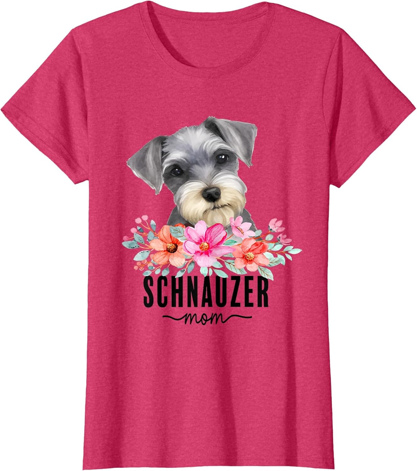 Schnauzer with Flowers Dog Mom Cute Pet Owner Lover