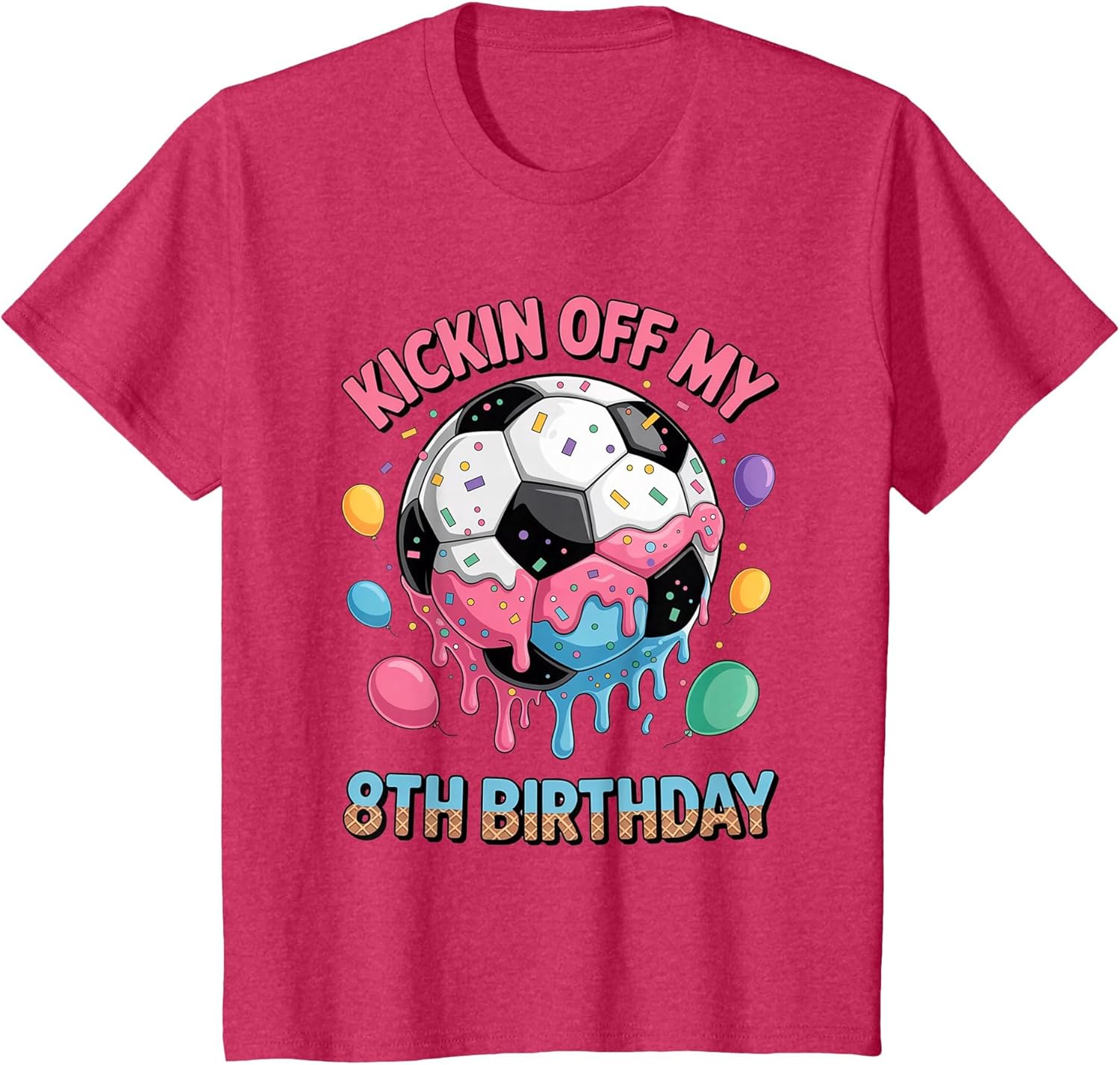 Kids Soccer Birthday Shirt 8 Ice Cream Drip 8th Party Boys